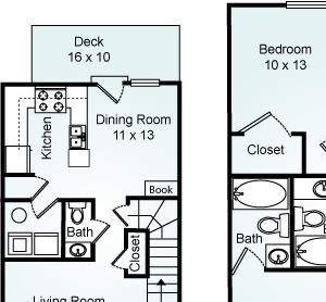 The Chestnut - Three Bedroom-2.5 Bath Floorplan The Chestnut, 3 Bed , 2.5 Bath, 1410 sq. ft.
