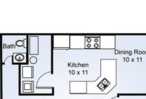 The Imperial - Three Bedroom-2.5 Bath Floorplan The Imperial, 3 Bed, 2.5 Bath, 1547 sq. ft.