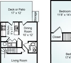 The Silver - Two Bedroom-2 Bath Floorplan The Silver, 2 Bed, 2 Bath, 1300 sq. ft.