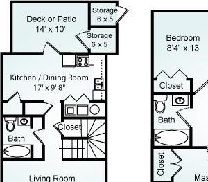 The Stellar Sea - Three Bedroom-2 Bath Floorplan The Stellar Sea, 3 Bed, 2 Bath, 1202 sq. ft.