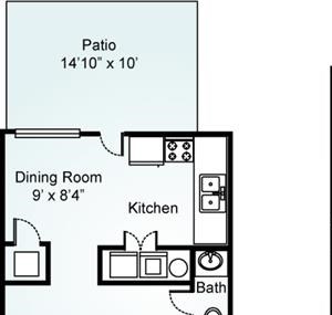 THE AUTUMNWOOD Floorplan The Autumnwood, 2 Bed, 1.5 Bath, 1000 sq. ft.