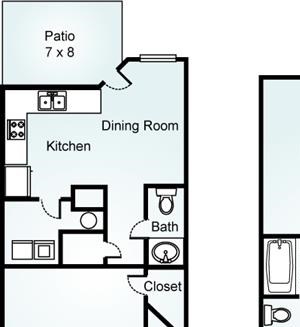 THE BIRCH Floorplan The Birch, 2 Bed, 1.5 Bath, 1100 sq. ft.