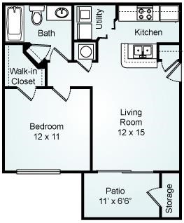 THE FAIRBURY Floorplan The Fairbury, 1 Bed, 1 Bath, 699 sq. ft.