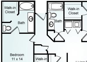 THE HALLADAY Floorplan The Halladay, 3 Bed, 2 Bath, 1336 sq. ft.