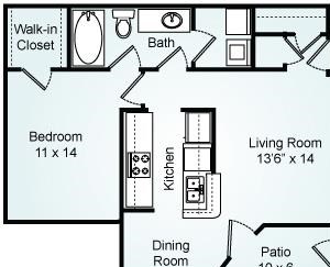 THE JACOBS Floorplan The Jacobs, 1 Bed, 1 Bath, 868 sq. ft.