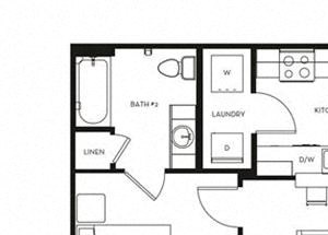 2 Bed, 2 Bath, 1049 sq. ft. B2