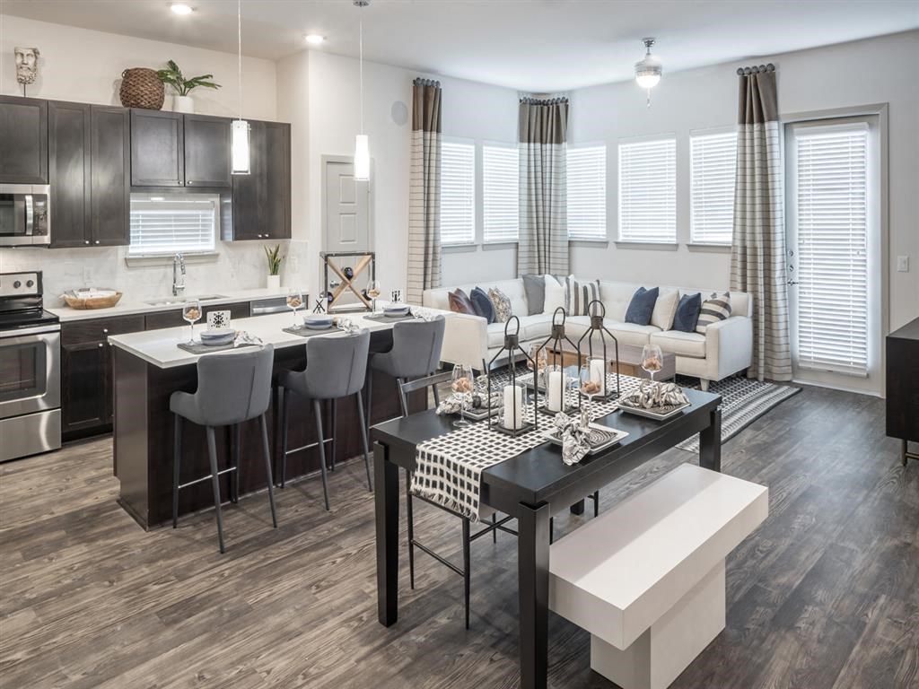 kitchen and living room