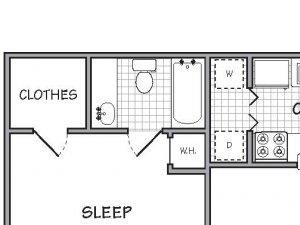 2 Bed - 2 Bath |886 sq ft The Winchester floorplan