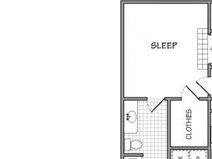 1 Bed - 1 Bath |808 sq ft The Merrimack floorplan