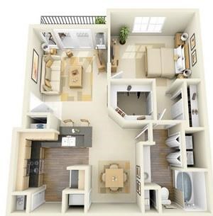 Belmont Floorplan 1 Bed, 1 Bath, 811 sq. ft. Belmont