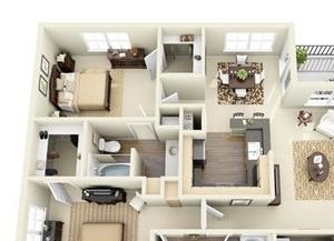 Fannin Floorplan 2 Bed, 2 Bath, 1122 sq. ft. Fannin