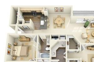 Holcombe Floorplan 2 Bed, 2 Bath, 1220 sq. ft. Holcombe