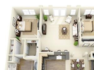 Irving Floorplan 2 Bed, 2 Bath, 1344 sq. ft. Irving