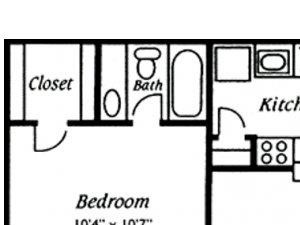 floor plan 2 Bed - 2 Bath, 860 sq ft, The Belmont (S)