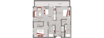 a floor plan of a bedroom apartment