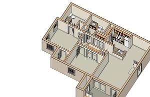 2 Bed - 2 Bath, 950 sq ft floor plan