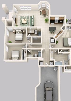 3 Bed - 3 Bath, 1575 sq ft, C1 - Renoir floor plan