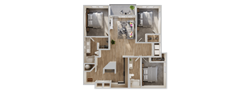 3 bedroom 2 bath floorplan at AlfaCharlie