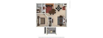 Hinesville_GA_Apartment_Tattersale_1 bedroom 1 bath 3D Furnished