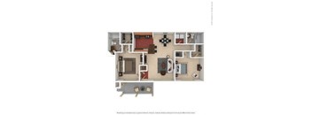 Hinesville_GA_Apartment_Tattersale_2 bedroom 2 bath 3D Furnished