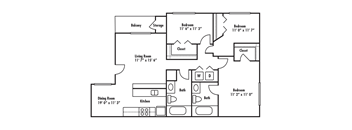The Mesa floor plan 3 Bedroom 3 Bathroom 1090 sq. ft.