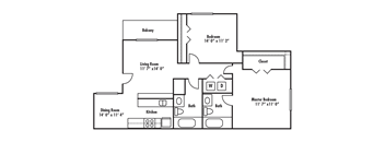 The Nevada floor plan 2 Bedroom 2 bath 923 sq. ft.