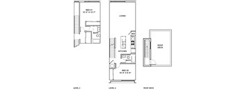 A drawing shows the layout of a two-bedroom apartment with a living room, kitchen, and bathroom.