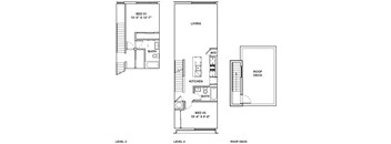 A drawing shows the layout of a two-bedroom apartment with a living room, kitchen, and bathroom.