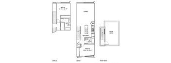A drawing shows the layout of a two-story house with labeled rooms and dimensions.