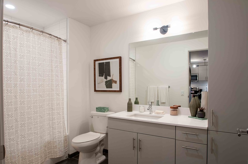 a bathroom with a sink and a toilet and a shower
