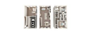 three floor plan of a house