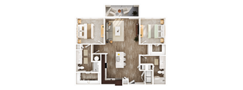 A detailed floor plan of a modern apartment layout.