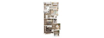 A detailed floor plan of a house with multiple rooms and furniture layouts.