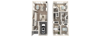 a floor plan of a two story house with a garage and a car garage