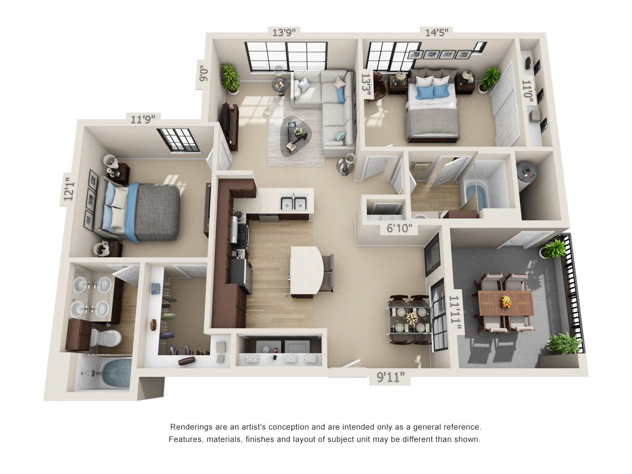 B1, 2 br, 2 ba 1083 sq. ft.