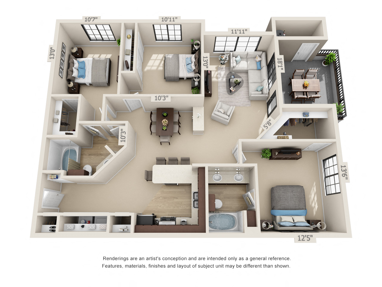 C1, 3 br, 2 ba 1450 sq. ft.