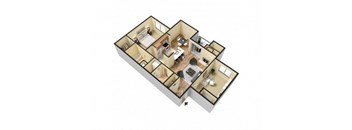 3d floor plan of a studio apartment