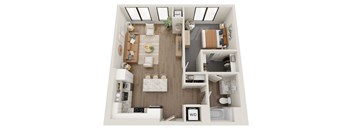 One bedroom floor plan at The Ellie