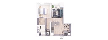 A floor plan of a kitchen with a fridge, sink, and a wardrobe.