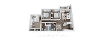 a stylized 3d floor plan with a bedroom and a bathroom