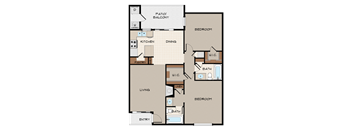 2BR/2BA 1005 sq. ft.