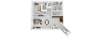2 Bed 1 Bath 1459 square feet floor plan The Hepburn