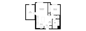 A black and white image of a floor plan for a home.