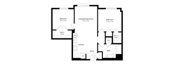 A black and white image of a house floor plan.