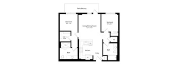 A black and white image of a house floor plan.