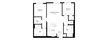 A black and white image of a floor plan for a house.