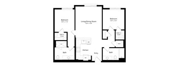 A black and white image of a floor plan for a home.
