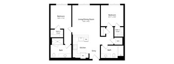 A black and white image of a floor plan for a home.