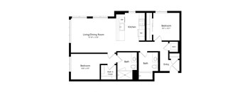 A black and white image of a floor plan for a house.
