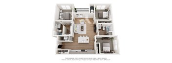 Three bedroom Two Bath Floorplan at The Kallan